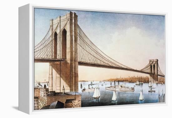 Brooklyn Bridge, NYC, 1881-Currier & Ives-Framed Premier Image Canvas