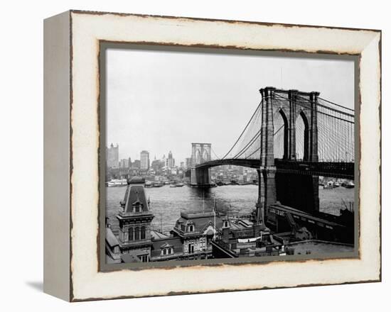 Brooklyn Bridge Over East River and Surrounding Area-null-Framed Premier Image Canvas