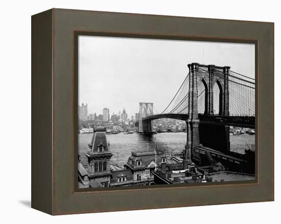 Brooklyn Bridge Over East River and Surrounding Area-null-Framed Premier Image Canvas