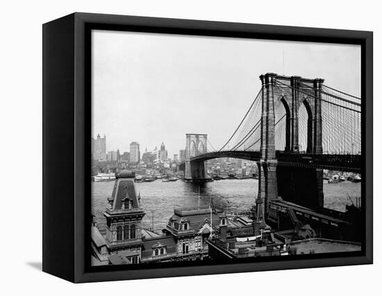 Brooklyn Bridge Over East River and Surrounding Area-null-Framed Premier Image Canvas