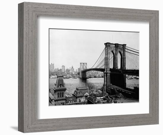 Brooklyn Bridge Over East River and Surrounding Area-null-Framed Premium Photographic Print