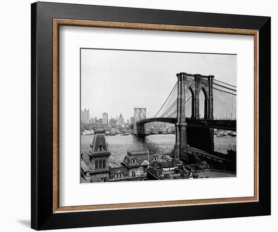 Brooklyn Bridge Over East River and Surrounding Area-null-Framed Premium Photographic Print