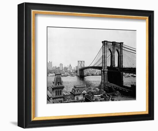 Brooklyn Bridge Over East River and Surrounding Area-null-Framed Premium Photographic Print