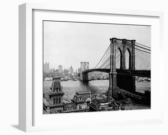 Brooklyn Bridge Over East River and Surrounding Area-null-Framed Photographic Print