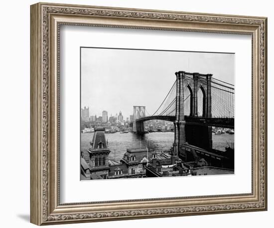 Brooklyn Bridge Over East River and Surrounding Area-null-Framed Photographic Print