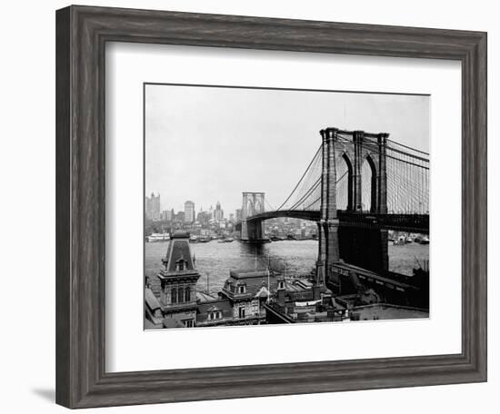 Brooklyn Bridge Over East River and Surrounding Area-null-Framed Photographic Print