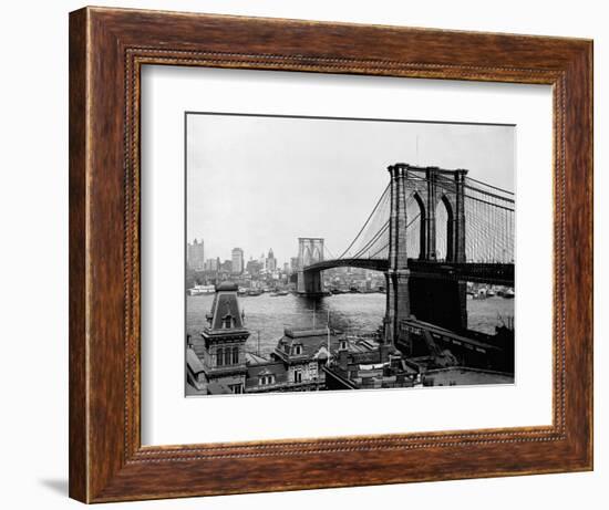 Brooklyn Bridge Over East River and Surrounding Area-null-Framed Photographic Print
