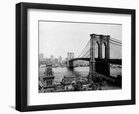 Brooklyn Bridge Over East River and Surrounding Area-null-Framed Photographic Print