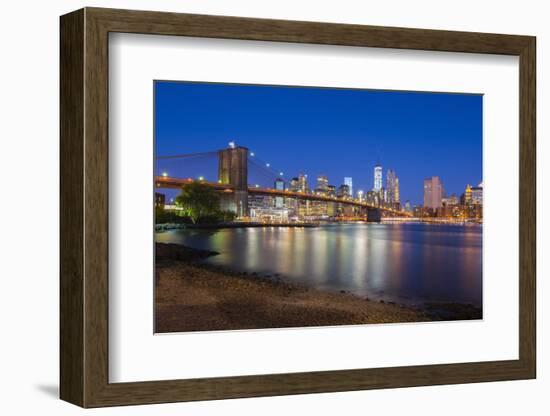 Brooklyn Bridge over East River, Lower Manhattan Skyline-Alan Copson-Framed Photographic Print