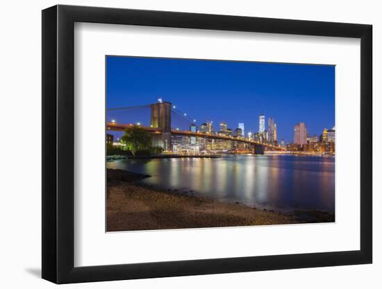 Brooklyn Bridge over East River, Lower Manhattan Skyline-Alan Copson-Framed Photographic Print