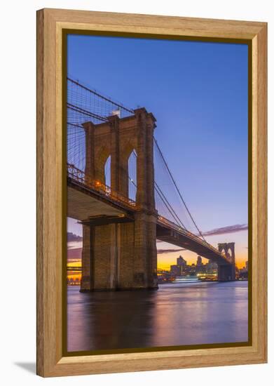 Brooklyn Bridge over East River, New York, United States of America, North America-Alan Copson-Framed Premier Image Canvas