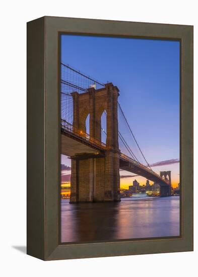 Brooklyn Bridge over East River, New York, United States of America, North America-Alan Copson-Framed Premier Image Canvas