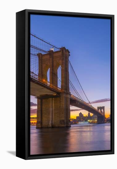 Brooklyn Bridge over East River, New York, United States of America, North America-Alan Copson-Framed Premier Image Canvas