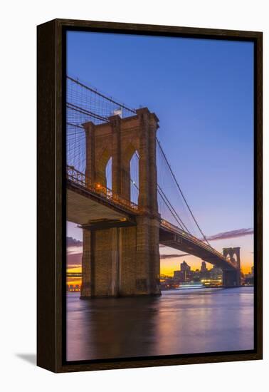 Brooklyn Bridge over East River, New York, United States of America, North America-Alan Copson-Framed Premier Image Canvas