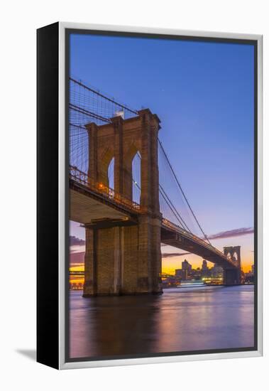 Brooklyn Bridge over East River, New York, United States of America, North America-Alan Copson-Framed Premier Image Canvas