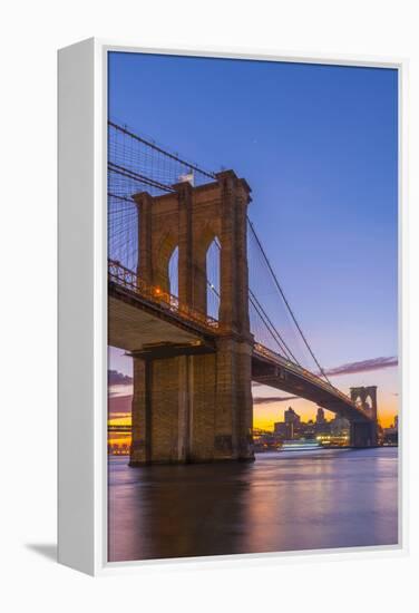 Brooklyn Bridge over East River, New York, United States of America, North America-Alan Copson-Framed Premier Image Canvas