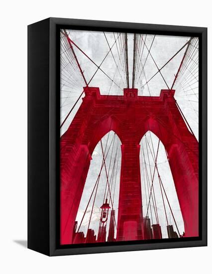 Brooklyn Bridge Red-null-Framed Premier Image Canvas