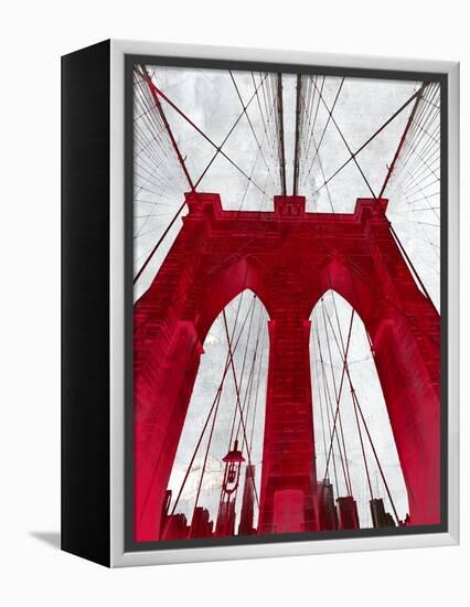 Brooklyn Bridge Red-null-Framed Premier Image Canvas