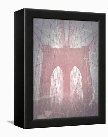 Brooklyn Bridge Red-NaxArt-Framed Stretched Canvas