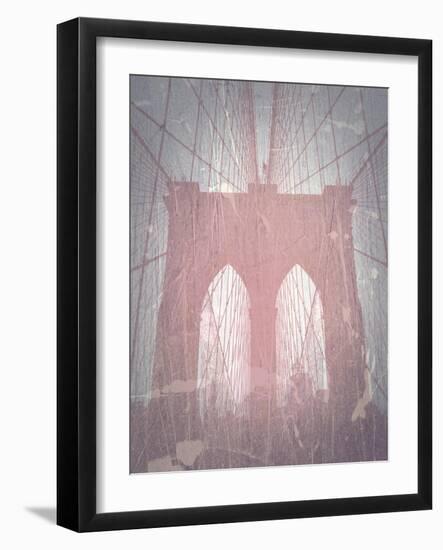 Brooklyn Bridge Red-NaxArt-Framed Art Print