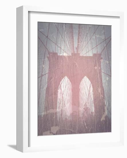 Brooklyn Bridge Red-NaxArt-Framed Art Print