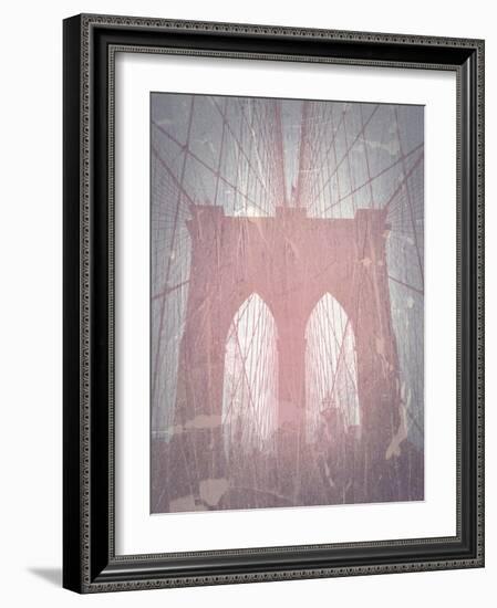 Brooklyn Bridge Red-NaxArt-Framed Art Print