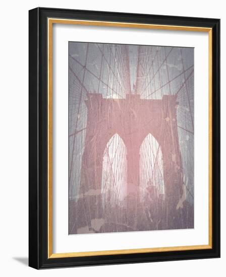 Brooklyn Bridge Red-NaxArt-Framed Art Print