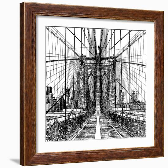 Brooklyn Bridge Sketch-Shelley Lake-Framed Art Print