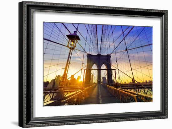 Brooklyn Bridge Sunset New York Manhattan Skyline NY NYC USA-holbox-Framed Photographic Print