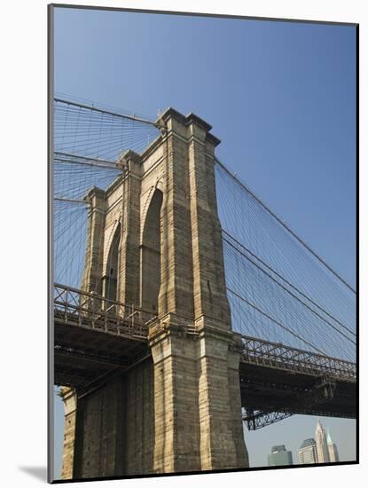 Brooklyn Bridge Tower and Lower Manhattan-Tom Grill-Mounted Photographic Print