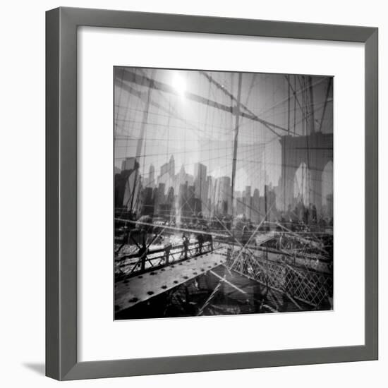 Brooklyn Bridge Triple-Evan Morris Cohen-Framed Photographic Print