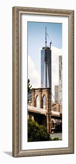 Brooklyn Bridge View and One World Trade Center, Modern Sepia, Manhattan, NYC-Philippe Hugonnard-Framed Photographic Print