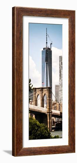 Brooklyn Bridge View and One World Trade Center, Modern Sepia, Manhattan, NYC-Philippe Hugonnard-Framed Photographic Print