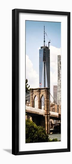 Brooklyn Bridge View and One World Trade Center, Modern Sepia, Manhattan, NYC-Philippe Hugonnard-Framed Photographic Print