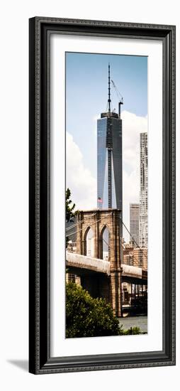 Brooklyn Bridge View and One World Trade Center, Modern Sepia, Manhattan, NYC-Philippe Hugonnard-Framed Photographic Print