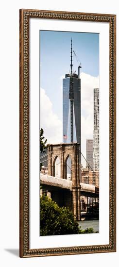 Brooklyn Bridge View and One World Trade Center, Modern Sepia, Manhattan, NYC-Philippe Hugonnard-Framed Photographic Print