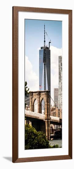 Brooklyn Bridge View and One World Trade Center, Modern Sepia, Manhattan, NYC-Philippe Hugonnard-Framed Photographic Print