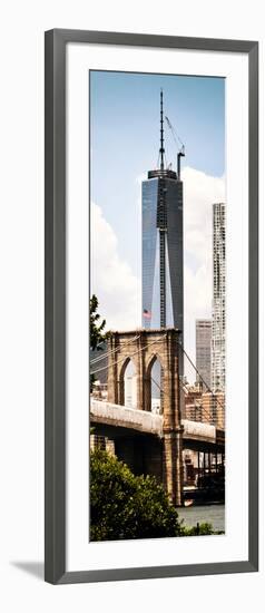 Brooklyn Bridge View and One World Trade Center, Modern Sepia, Manhattan, NYC-Philippe Hugonnard-Framed Photographic Print