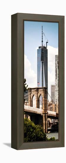 Brooklyn Bridge View and One World Trade Center, Modern Sepia, Manhattan, NYC-Philippe Hugonnard-Framed Premier Image Canvas