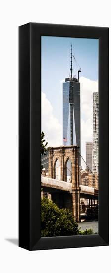 Brooklyn Bridge View and One World Trade Center, Modern Sepia, Manhattan, NYC-Philippe Hugonnard-Framed Premier Image Canvas