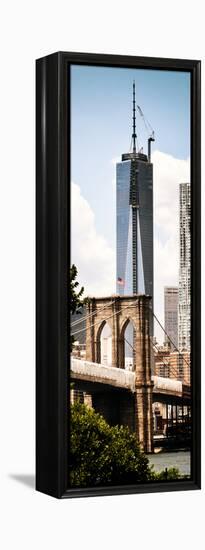 Brooklyn Bridge View and One World Trade Center, Modern Sepia, Manhattan, NYC-Philippe Hugonnard-Framed Premier Image Canvas