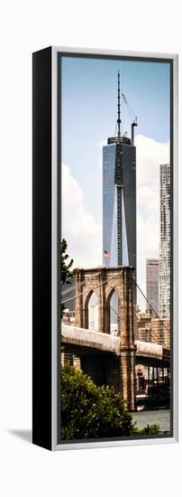 Brooklyn Bridge View and One World Trade Center, Modern Sepia, Manhattan, NYC-Philippe Hugonnard-Framed Premier Image Canvas