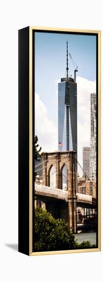 Brooklyn Bridge View and One World Trade Center, Modern Sepia, Manhattan, NYC-Philippe Hugonnard-Framed Premier Image Canvas