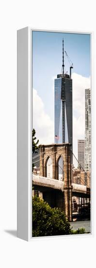 Brooklyn Bridge View and One World Trade Center, Modern Sepia, Manhattan, NYC-Philippe Hugonnard-Framed Premier Image Canvas