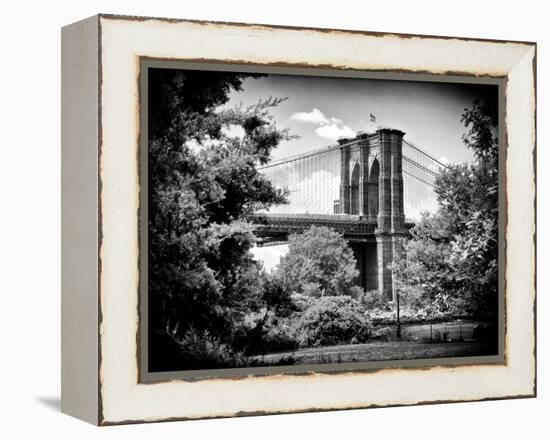 Brooklyn Bridge View of Brooklyn Park, B/W, Manhattan, New York, United States-Philippe Hugonnard-Framed Premier Image Canvas