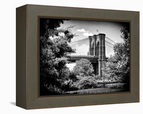 Brooklyn Bridge View of Brooklyn Park, B/W, Manhattan, New York, United States-Philippe Hugonnard-Framed Premier Image Canvas