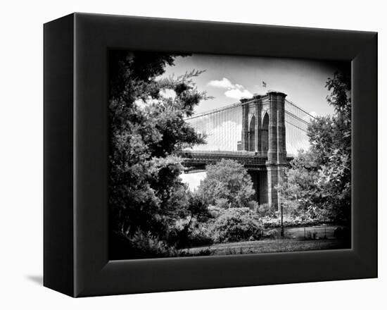 Brooklyn Bridge View of Brooklyn Park, B/W, Manhattan, New York, United States-Philippe Hugonnard-Framed Premier Image Canvas