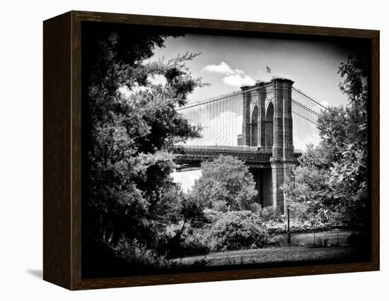 Brooklyn Bridge View of Brooklyn Park, B/W, Manhattan, New York, United States-Philippe Hugonnard-Framed Premier Image Canvas