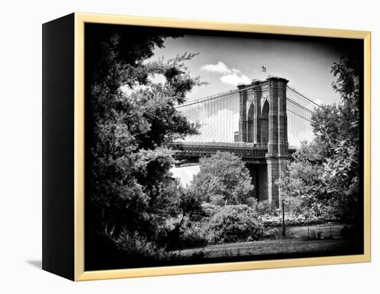 Brooklyn Bridge View of Brooklyn Park, B/W, Manhattan, New York, United States-Philippe Hugonnard-Framed Premier Image Canvas