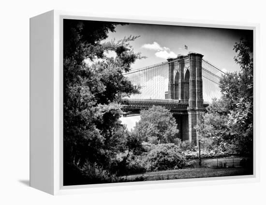 Brooklyn Bridge View of Brooklyn Park, B/W, Manhattan, New York, United States-Philippe Hugonnard-Framed Premier Image Canvas